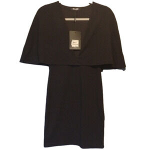 BLACK Cape dress by misguided with attached cape size 4 Goth Punk